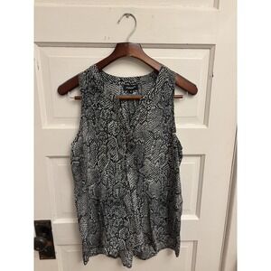 TOLANI Women's Gray Reptile Print Camila 100% Silk Tank Blouse Size‎ Medium $129